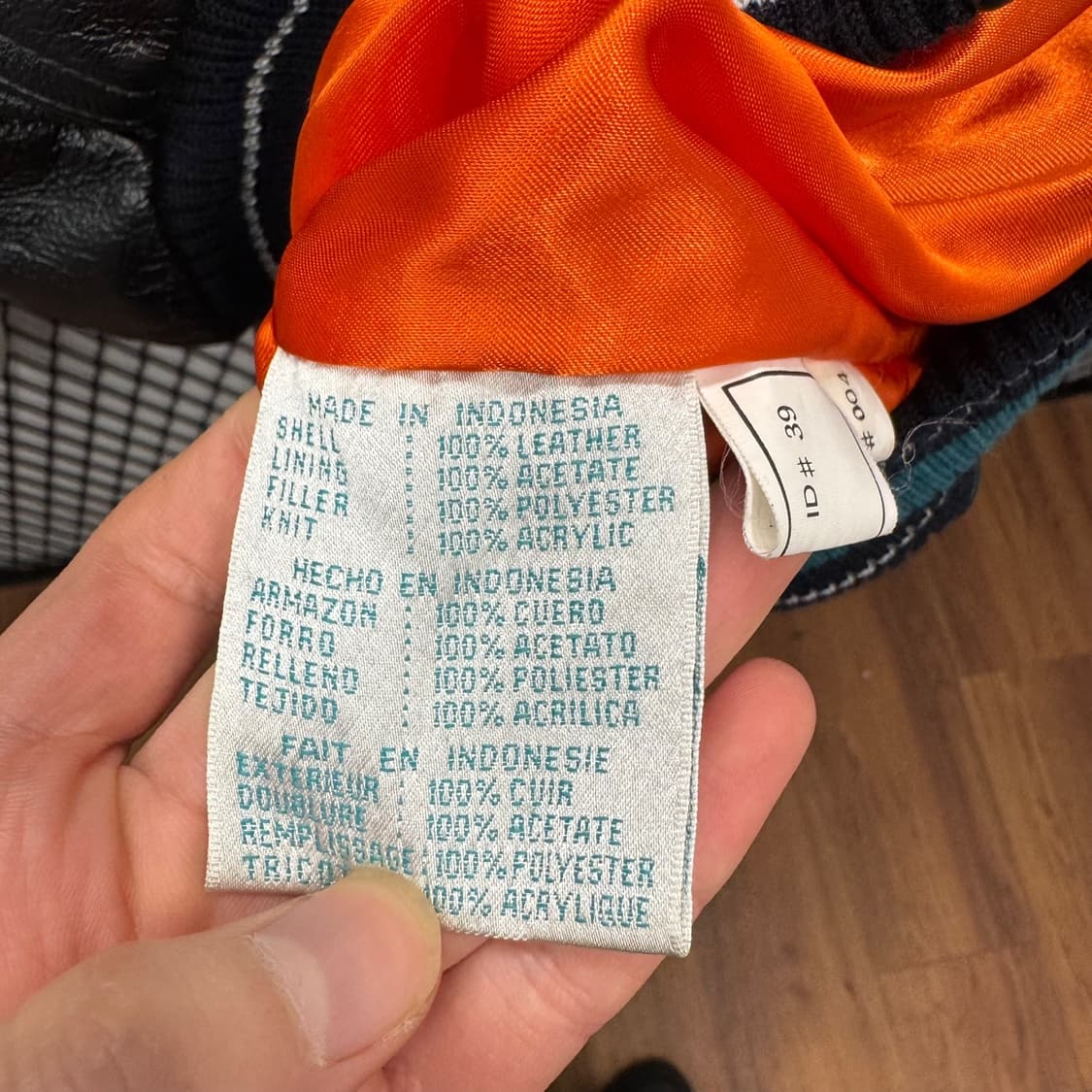 90s G-lll 칼뱅크 레더 바시티자켓 NFL 마이애미 돌핀스 블랙 상품이미지9