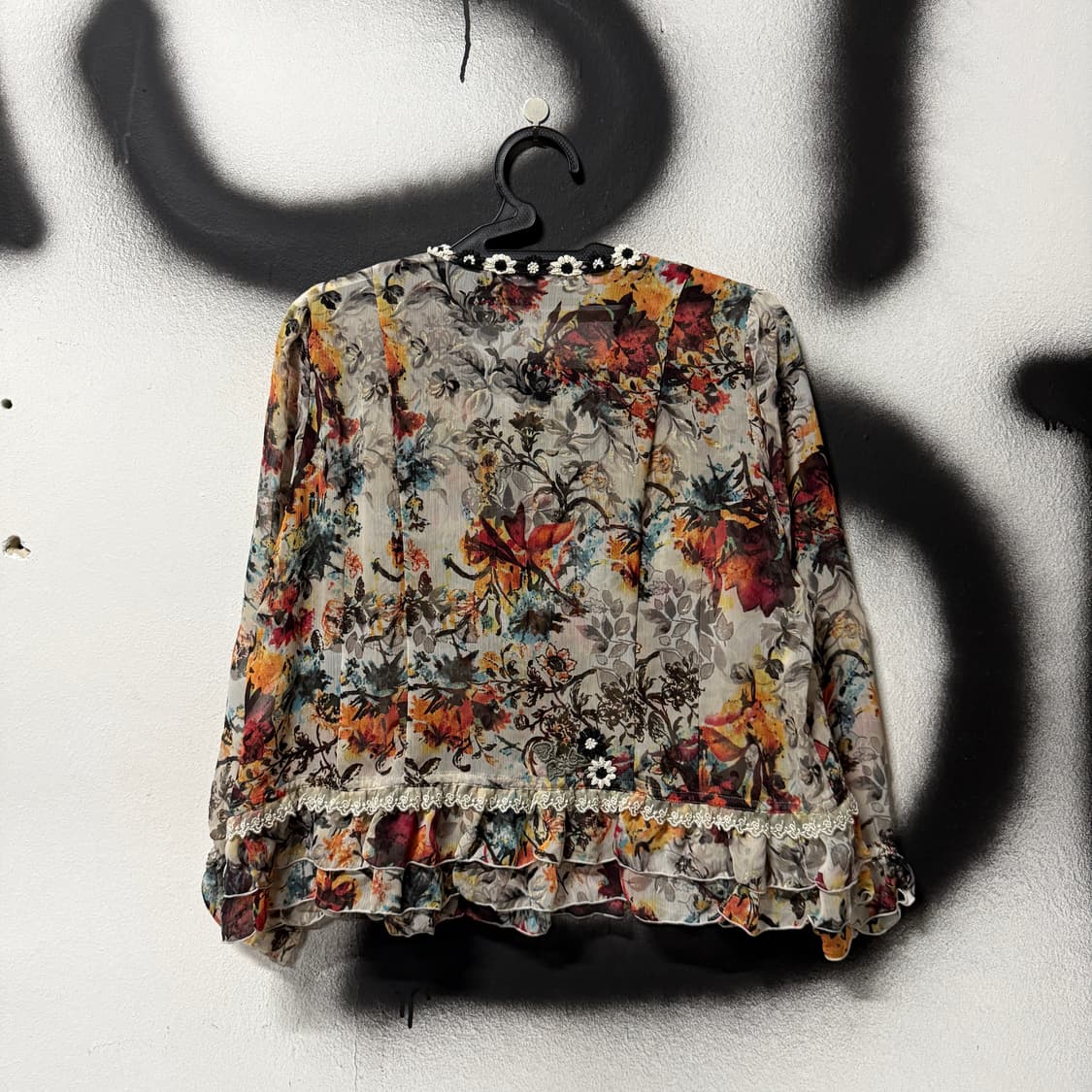 VTG 빈티지 에스닉 모리 레이스 디테일 크롭 블라우스 상품이미지2