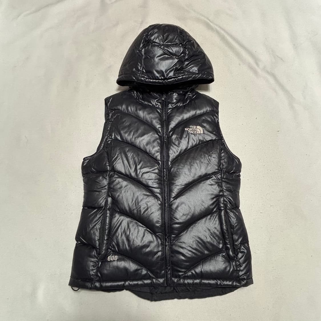 90 노스페이스 600 필 블랙 유광 패딩 후드 베스트 상품이미지2