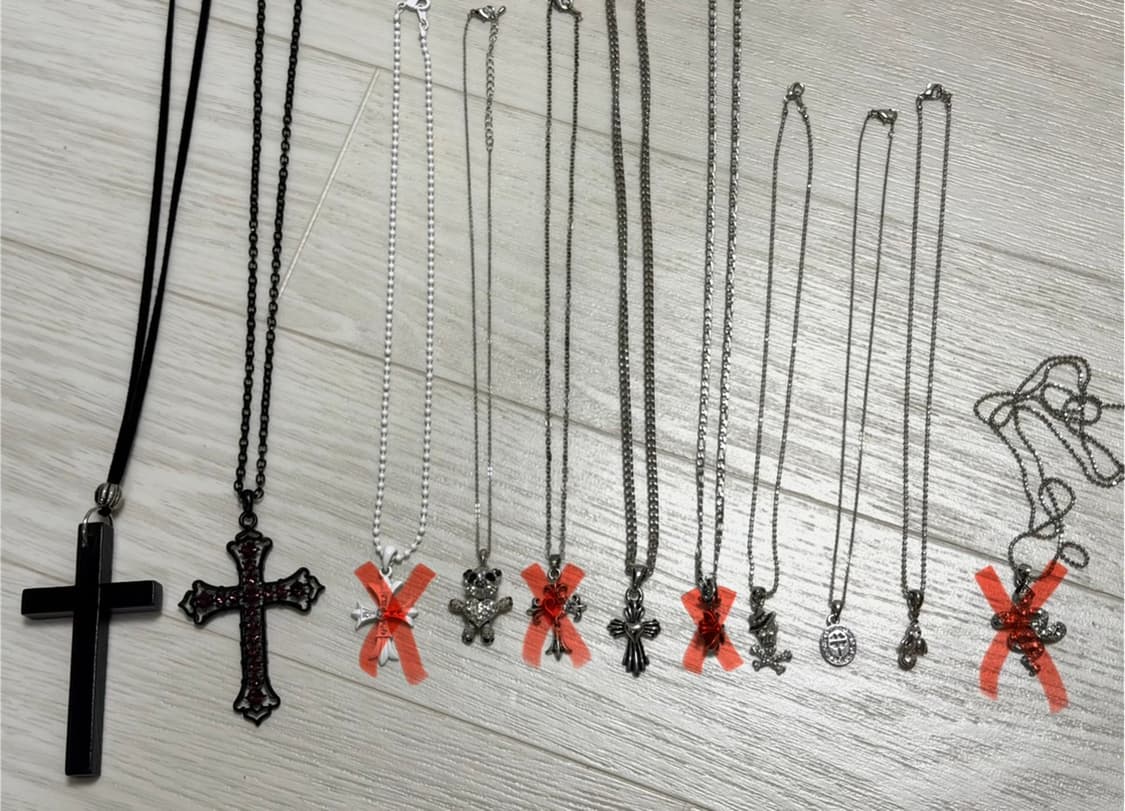 올1.5 빈티지 크롬깔 뱀 판다 동물 네잎클로버 십자가 큐빅 목걸이 상품이미지1