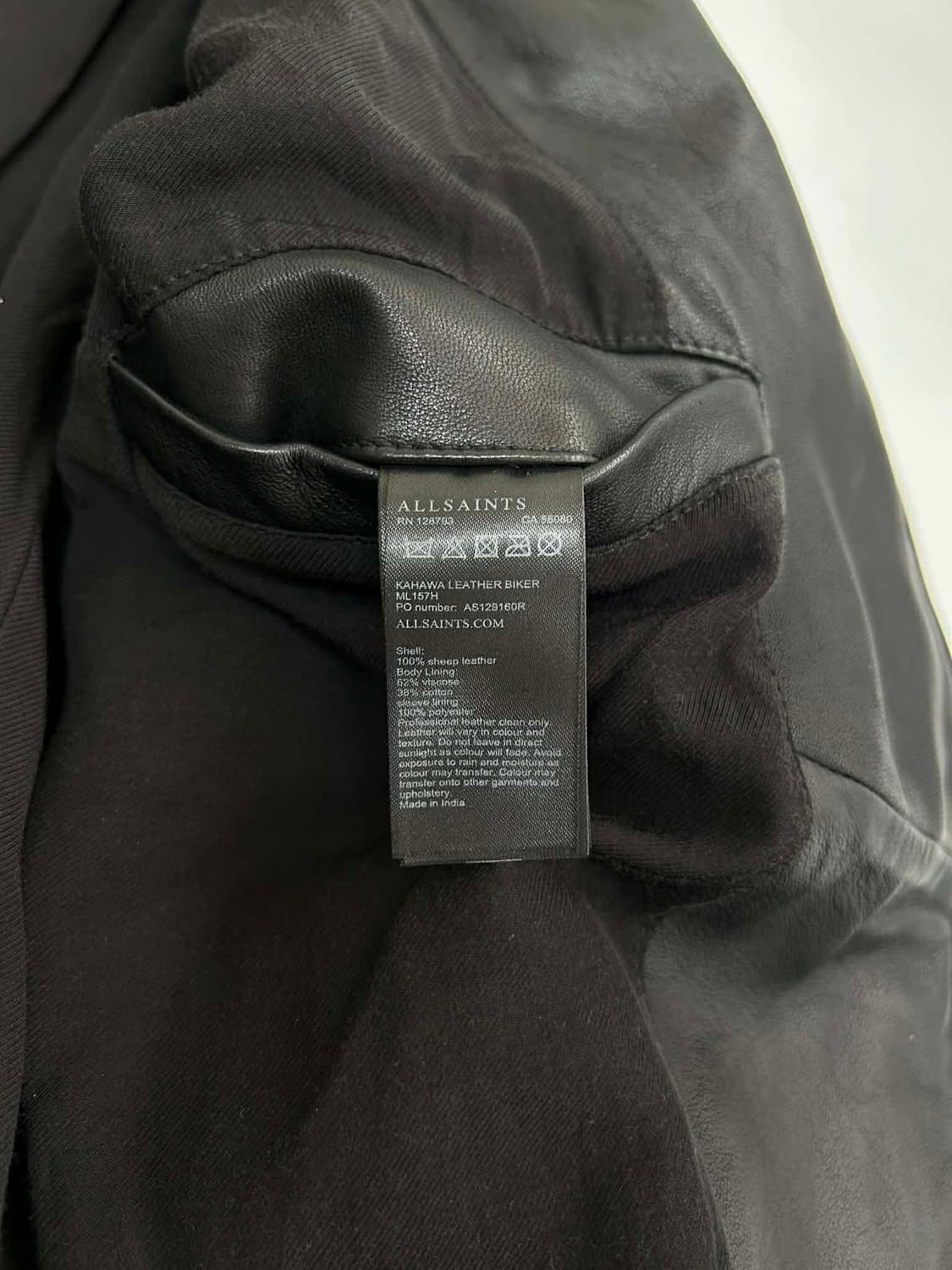 [Xs] 올세인츠 비대칭 투웨이 카하와 양가죽 바이커 자켓 상품이미지5