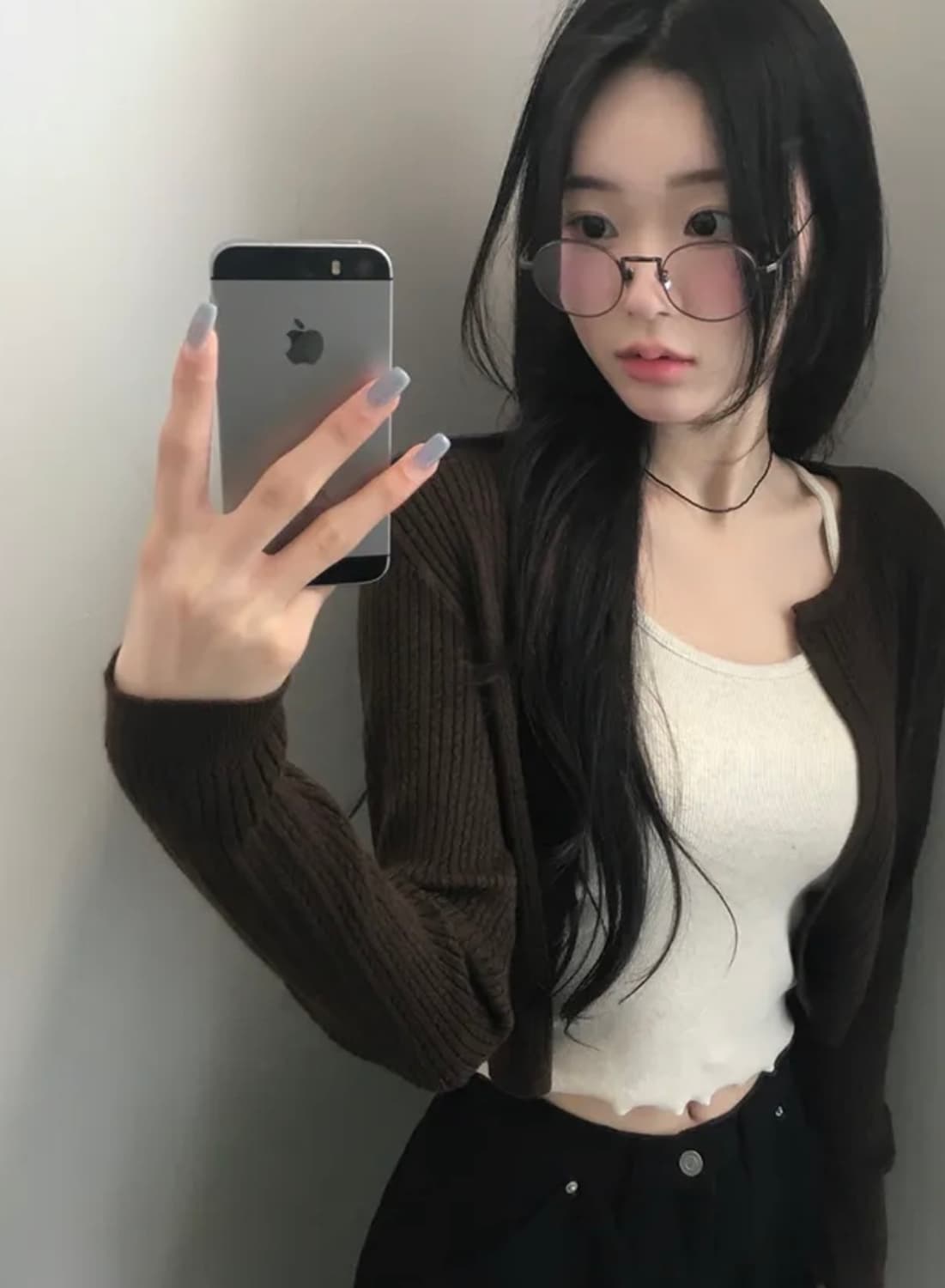 꾸샤비 케이블 가디건 브라운 + 홀터 나시 오트밀 세트 상품이미지1