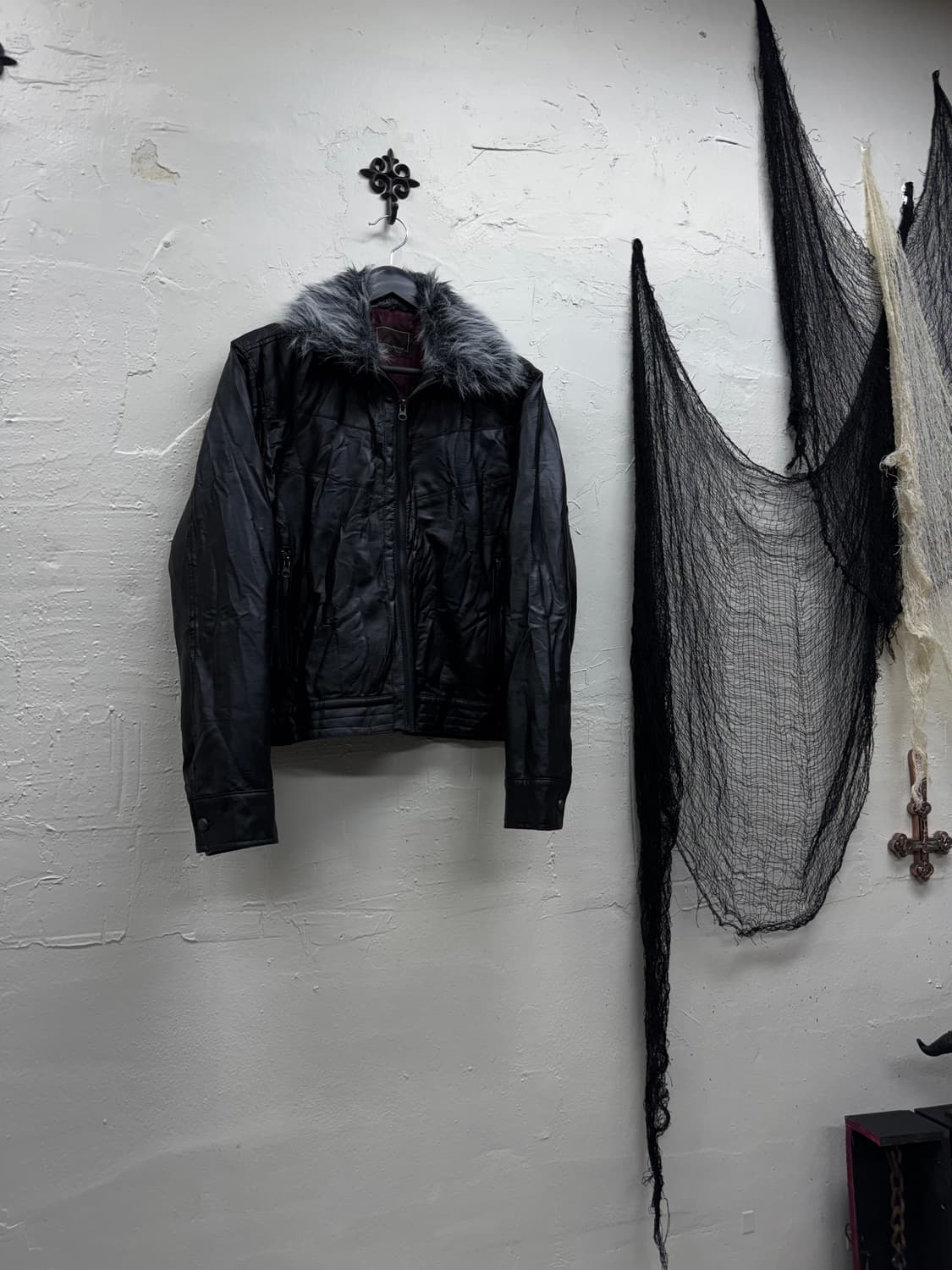 Agate 00s vkei trimming fur faux leather 상품이미지2