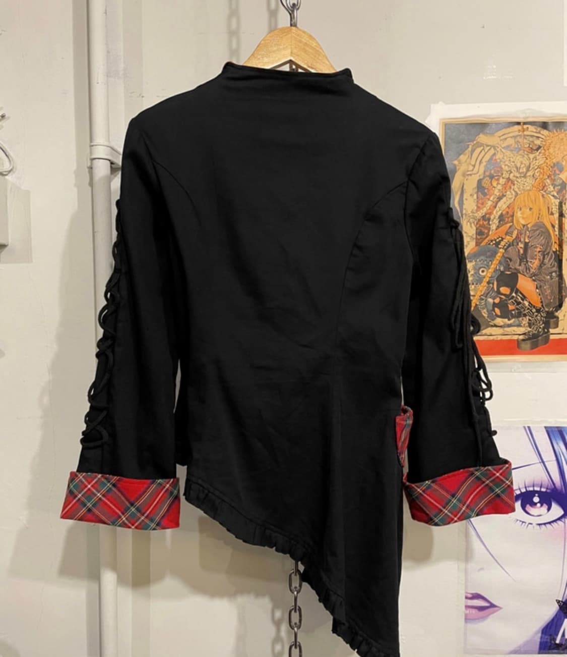 바디라인 체크 언밸런스 재킷 펑크 타탄체크 상품이미지3