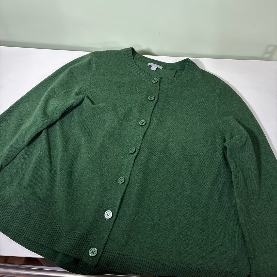 우먼M 코스 COS 오버핏 그린 U넥 가디건 상품이미지1