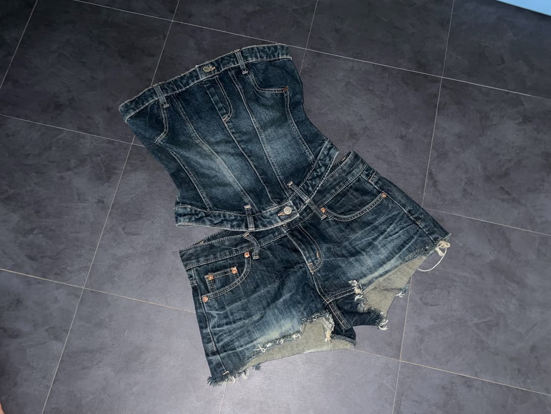 ZARA 자라 데님 탑 & 로우라이즈 숏츠 셋업 *중청 상품이미지2