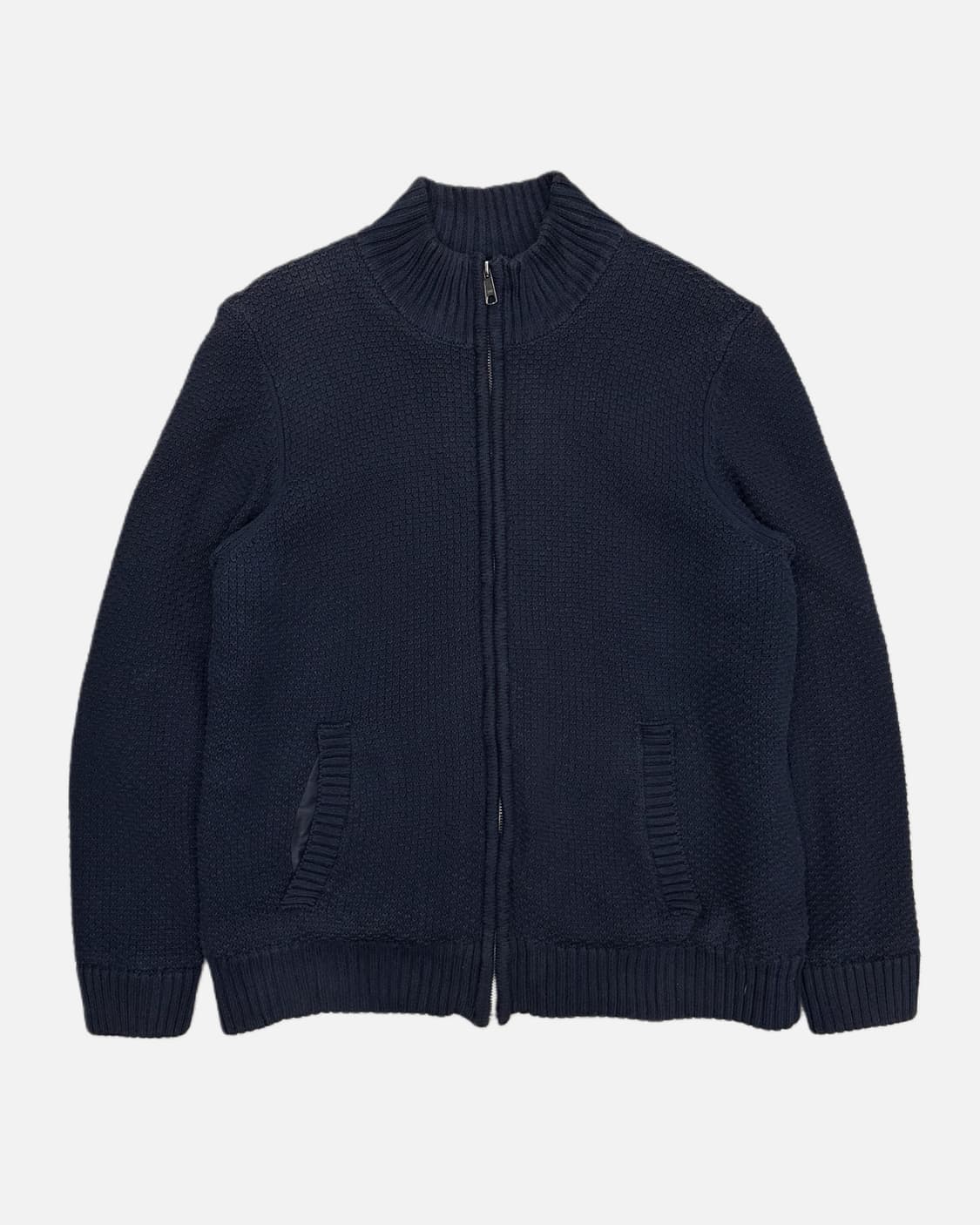 navy texture knit zip-up 상품이미지1