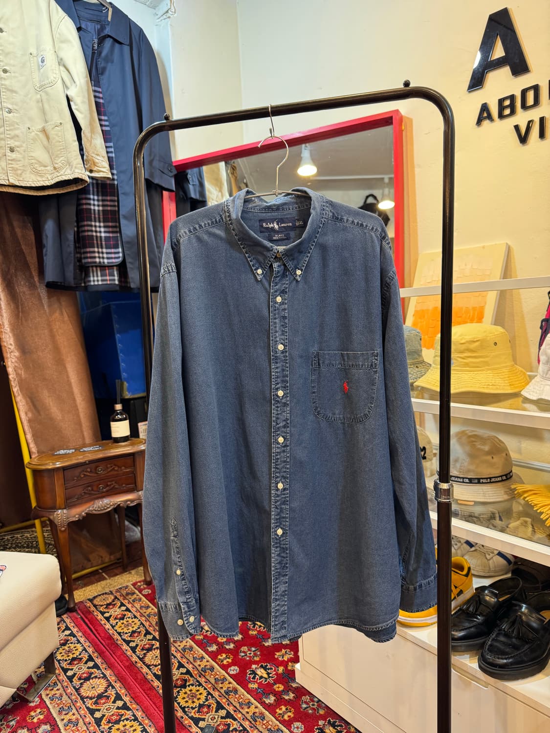 90s 빈티지 폴로 랄프로렌 BLAKE 데님 셔츠 2XL 상품이미지3