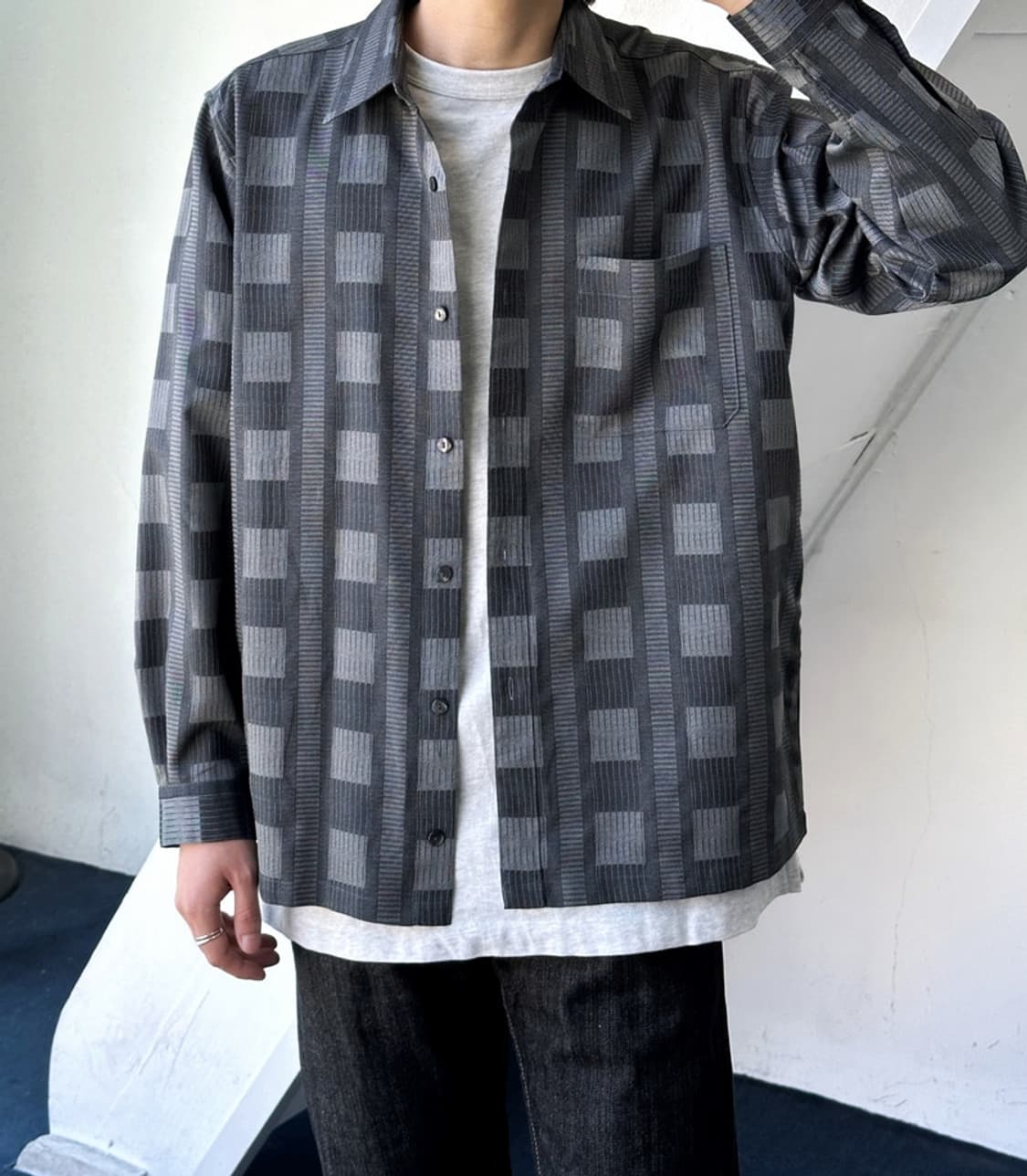 Patterned poly L/S shirt 상품이미지9