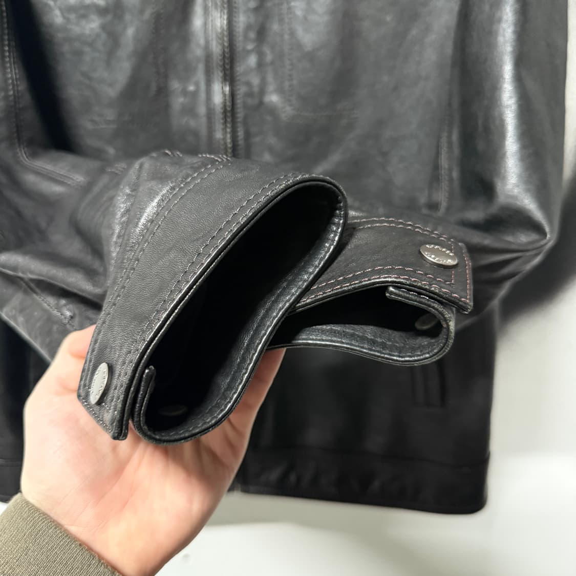 VTG 빈티지 쉽스킨 양가죽 100% 리얼레더 싱글 집업 자켓 상품이미지5