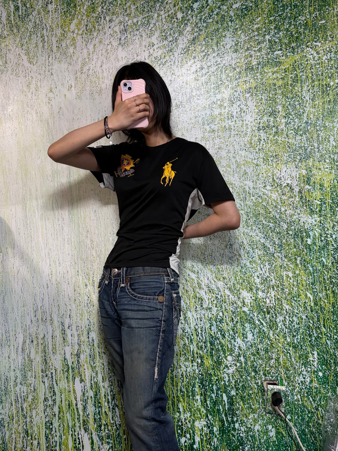 폴로 빅포니 치프키프 블랙와치 블록코어 블랙 배색 반팔 티셔츠 S 상품이미지2