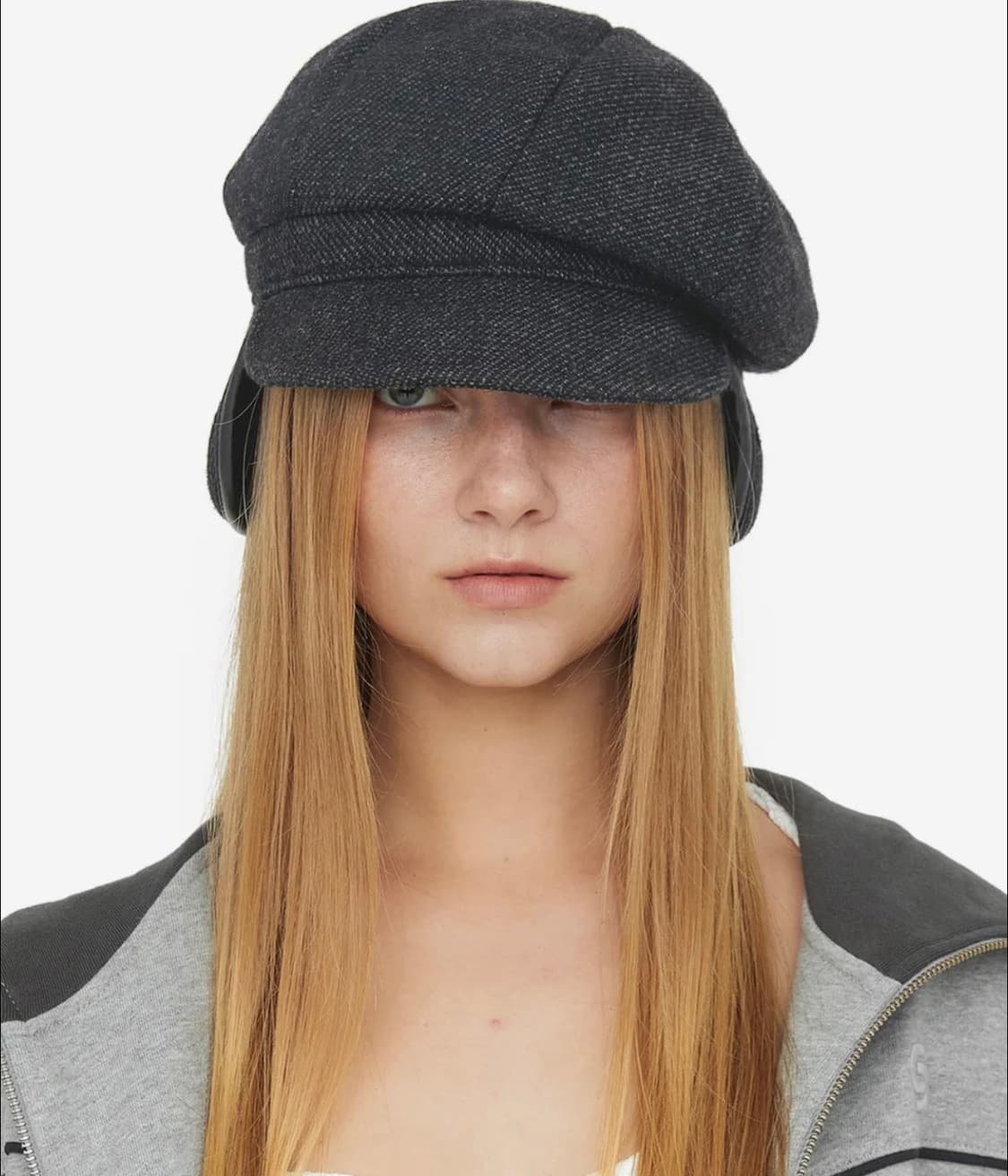 EARFLAP NEWSBOY CAP CHARCOAL 상품이미지1