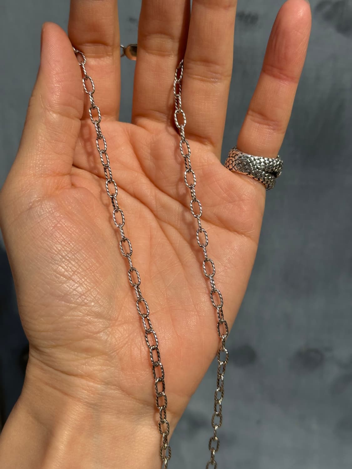 Twisted Oval Link Chain 925 Silver Neckl 상품이미지1