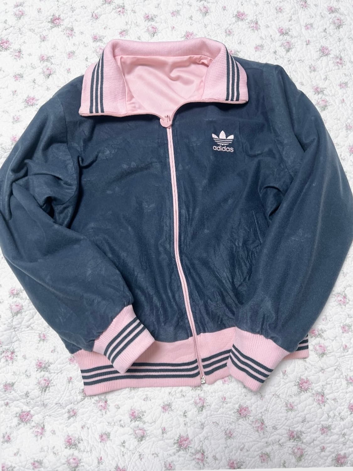 빈티지 90ss 데드스탁 아디다스 블루종 져지 리버시블 딸기우유 상품이미지1