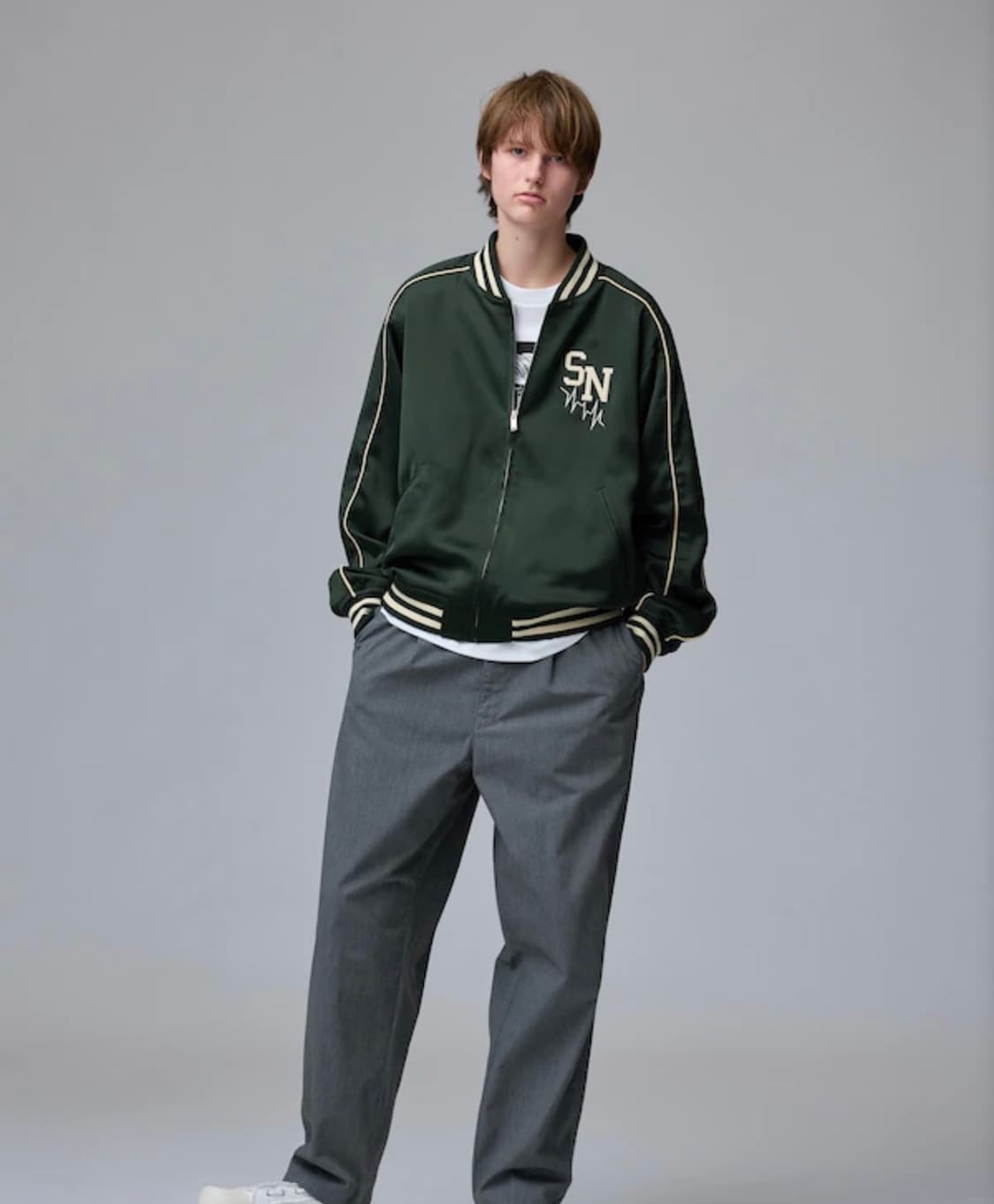 [3XL/다크그린] GU 언더커버 새틴 리브 블루종 상품이미지4