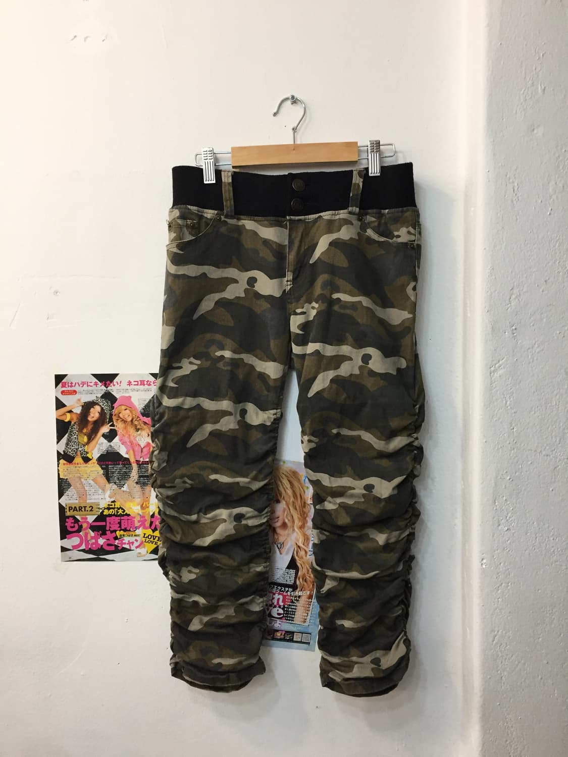 빈티지 갸루 셔링 카모 팬츠 상품이미지1