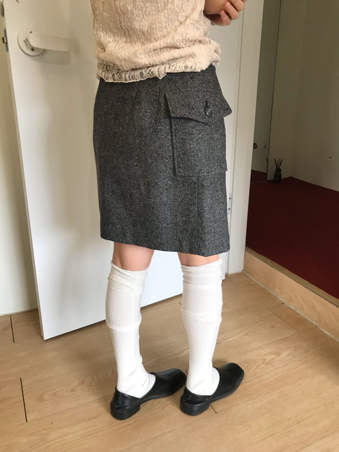 회색 밸트 랩스커트 상품이미지1