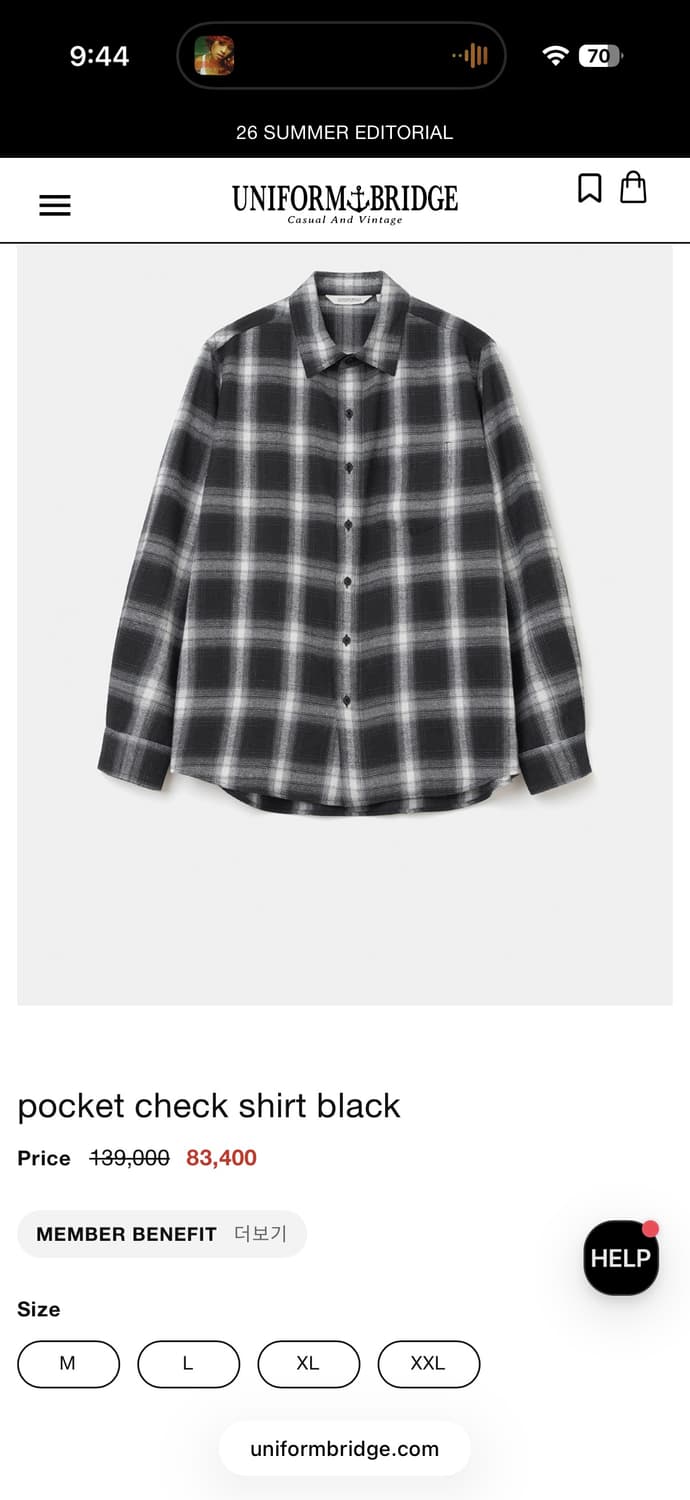 유니폼브릿지 포켓 체크 셔츠 L 상품이미지4