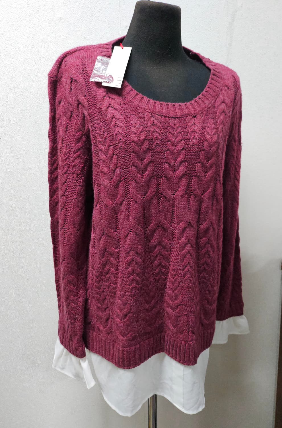 ELLE  엘르 버건디 니트  L 상품이미지2