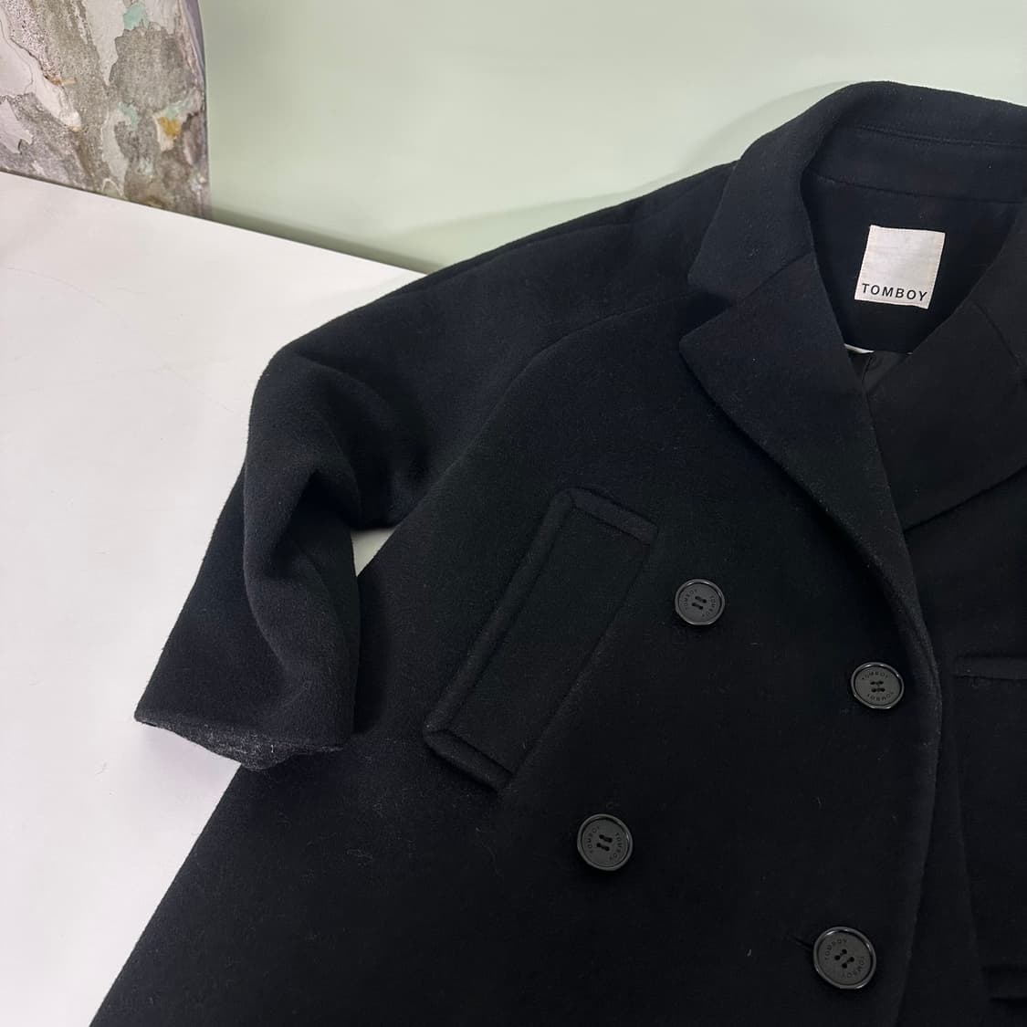 우먼FREE 스튜디오톰보이 블랙 울 더블코트 상품이미지1