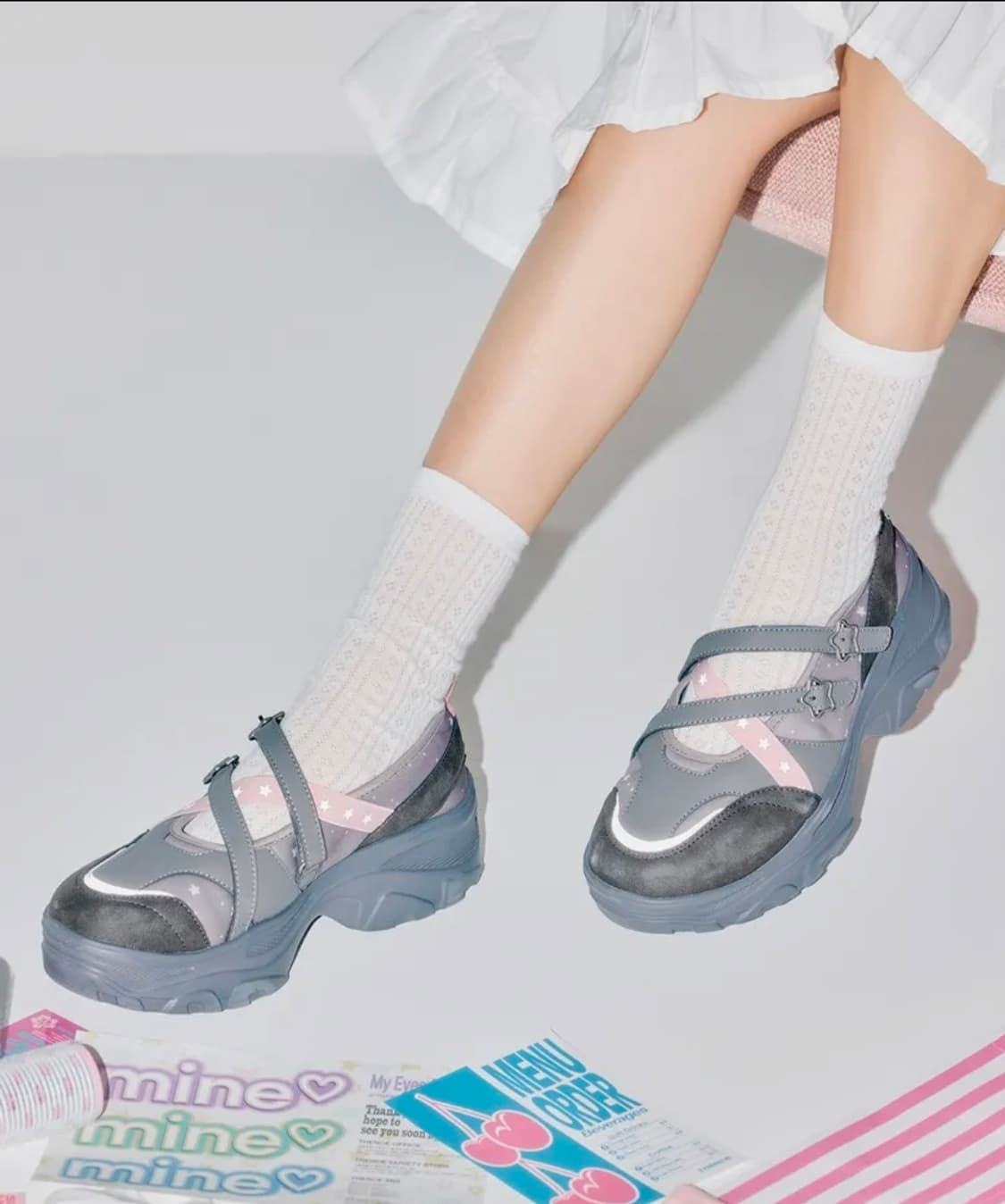 YOUHEEXOTZ 유희x오찌 로미타 플랫폼 스타 메리제인 슈즈 그레이 상품이미지2
