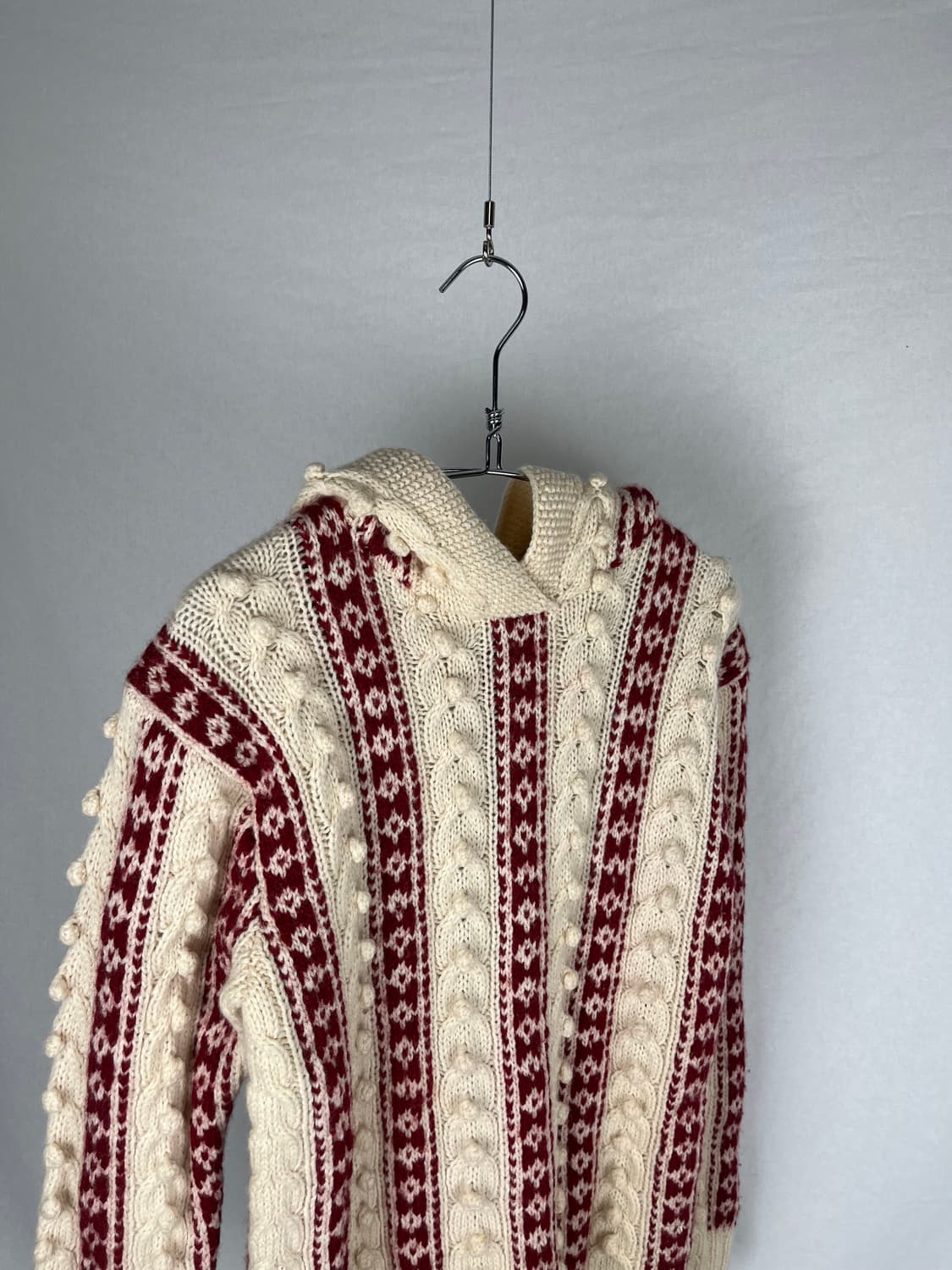 Vintage 헨드메이드 울 니트 후드티 상품이미지2