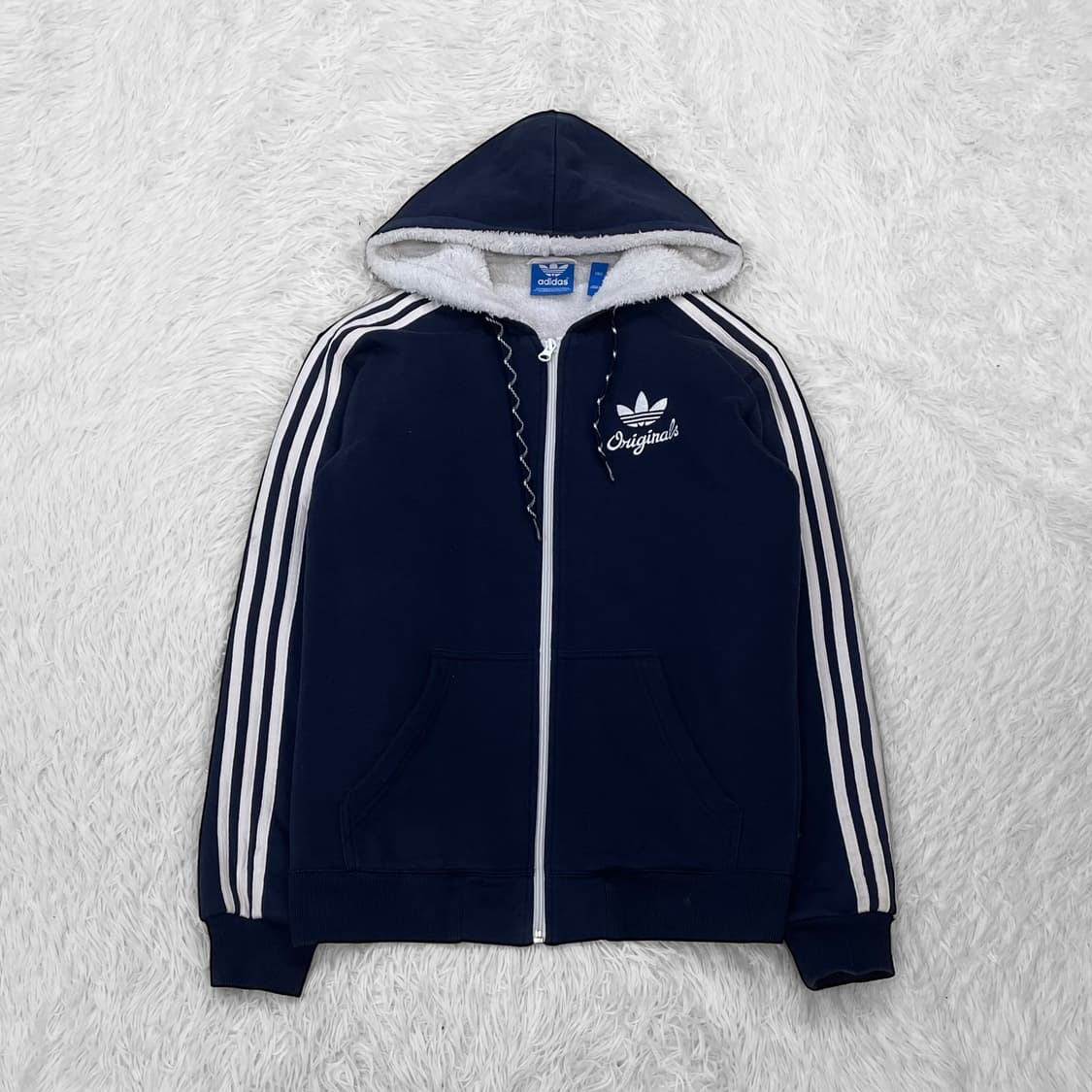 아디다스 오리지널 쉐르파 후드집업 네이비 상품이미지2