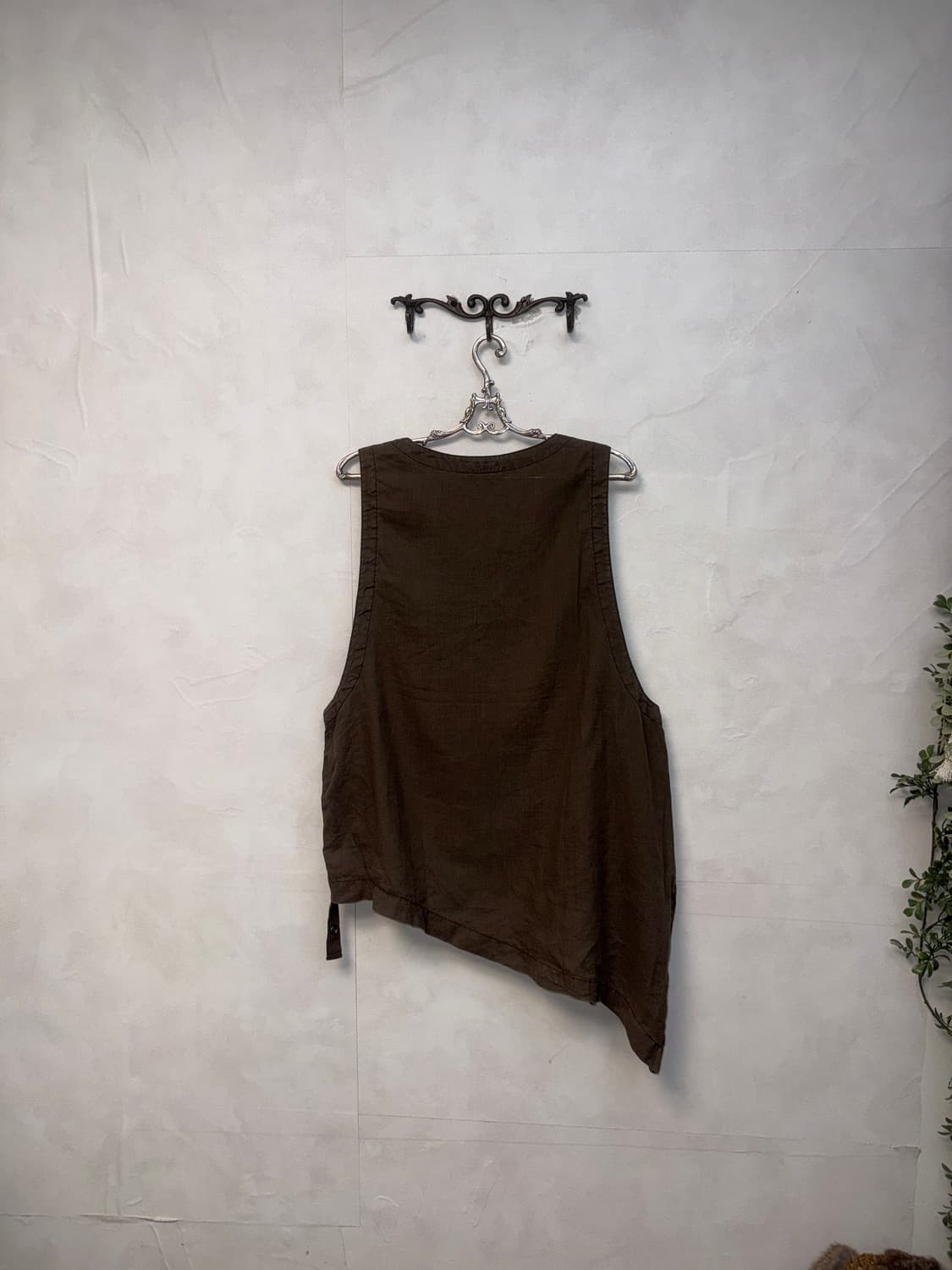 Dark brown shirring button balloon 슬리브리스 상품이미지4