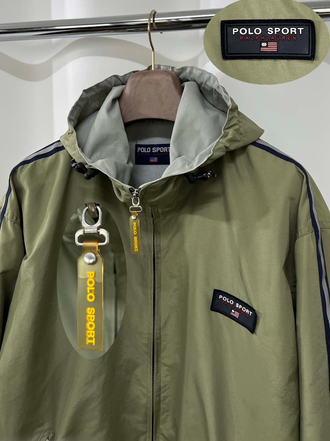 폴로 스포츠 USA 스펠아웃 백로고 올리브 윈드브레이커 자켓 상품이미지6