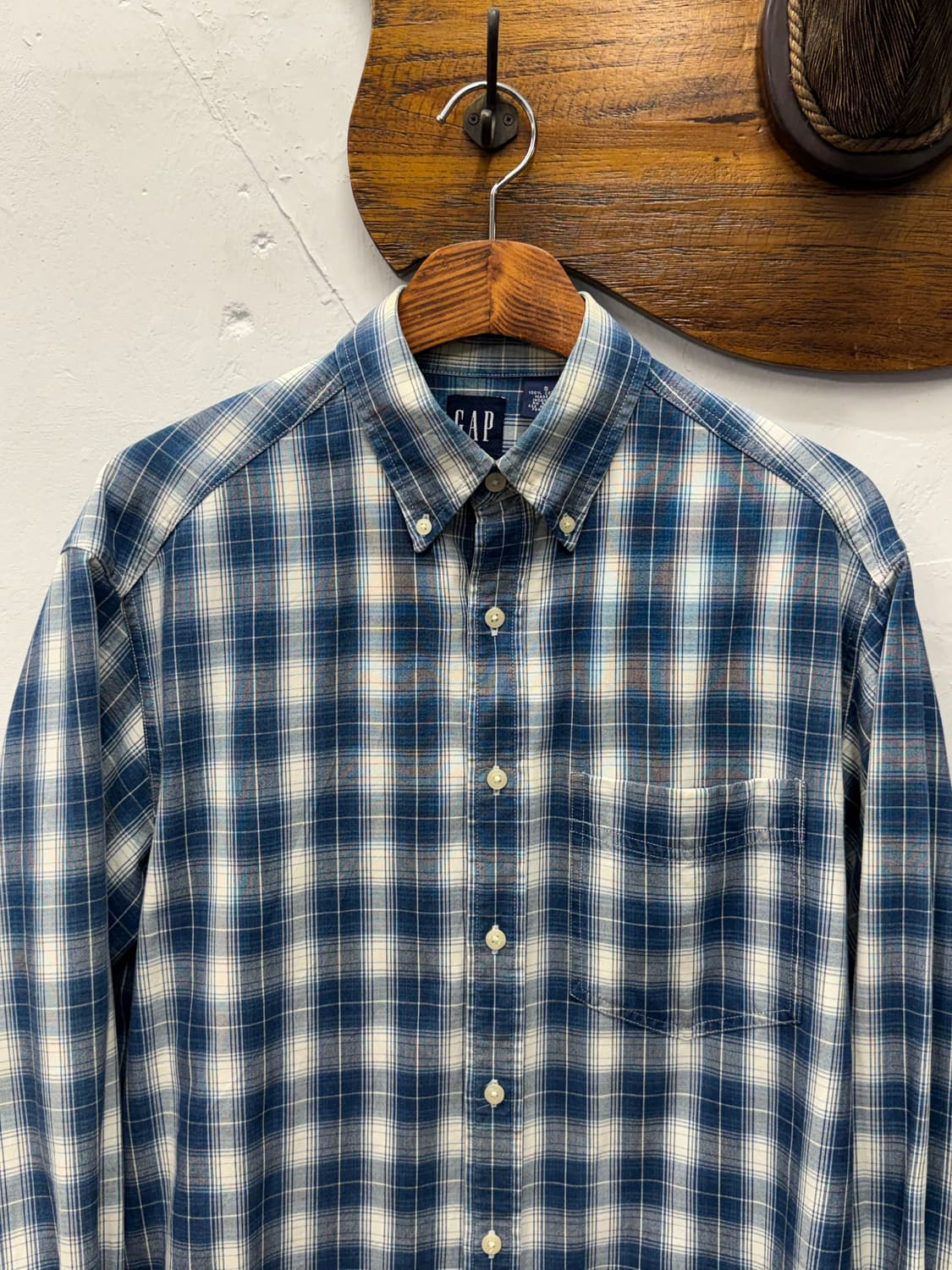 Old GAP Blue Plaid Button-Down Shirt 상품이미지2