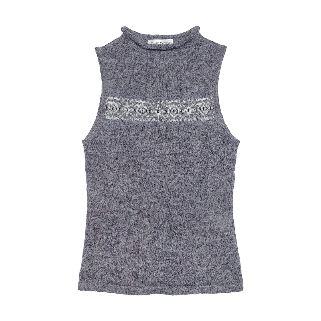 모헤어 하프넥 슬리브리스 니트 탑 그레이 상품이미지2