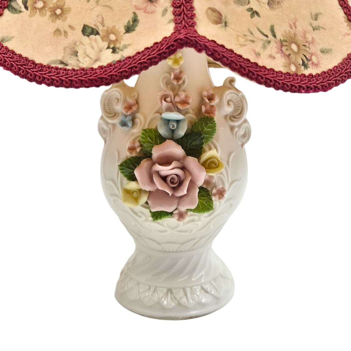 80s 포셀린 장미 꽃포지 도자기 엔틱 램프 상품이미지4