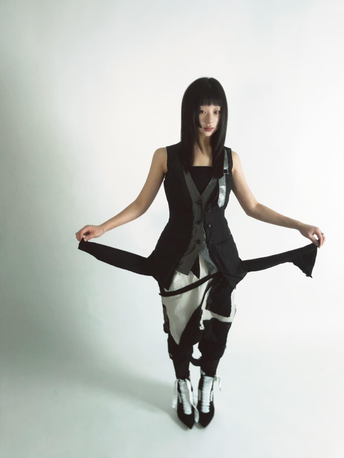 Custom🐾)Reversal shirt banded top/skirt 상품이미지5