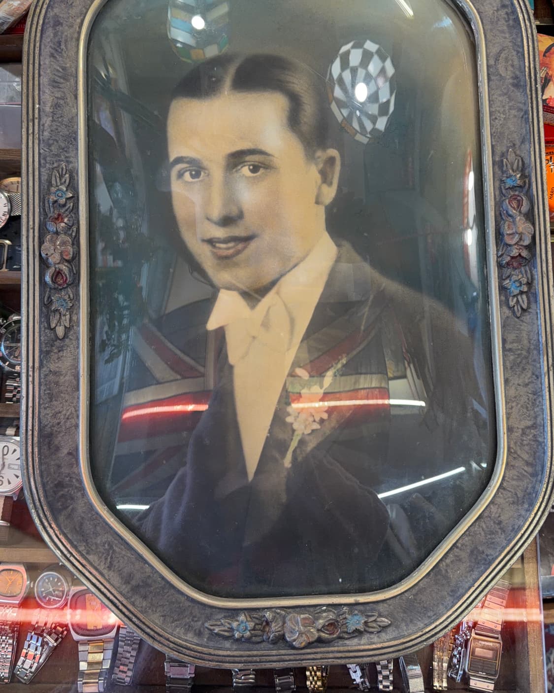 빈티지 소품 1900년 버블 글라스 인물 초상화 상품이미지3