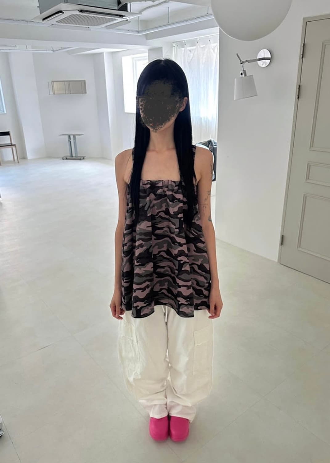 [사토미 라디오] camo flared sleeveless top 상품이미지2