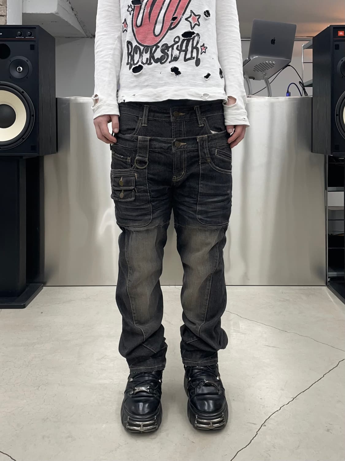 PPFM 더블 웨이스트 데님 팬츠 상품이미지3