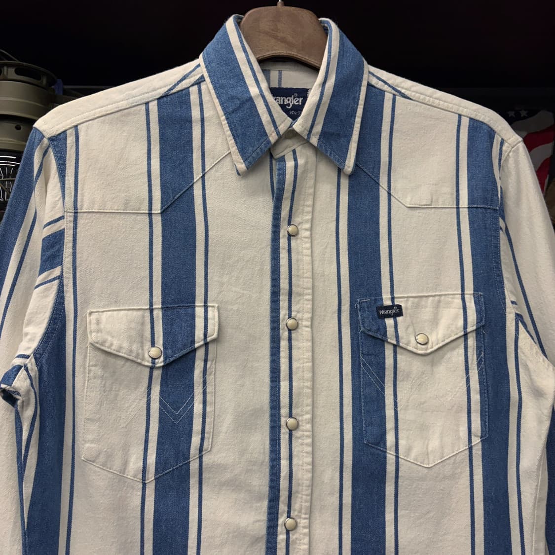 90s 랭글러 스트라이프 롱테일즈 카우보이 웨스턴셔츠 N598  상품이미지3