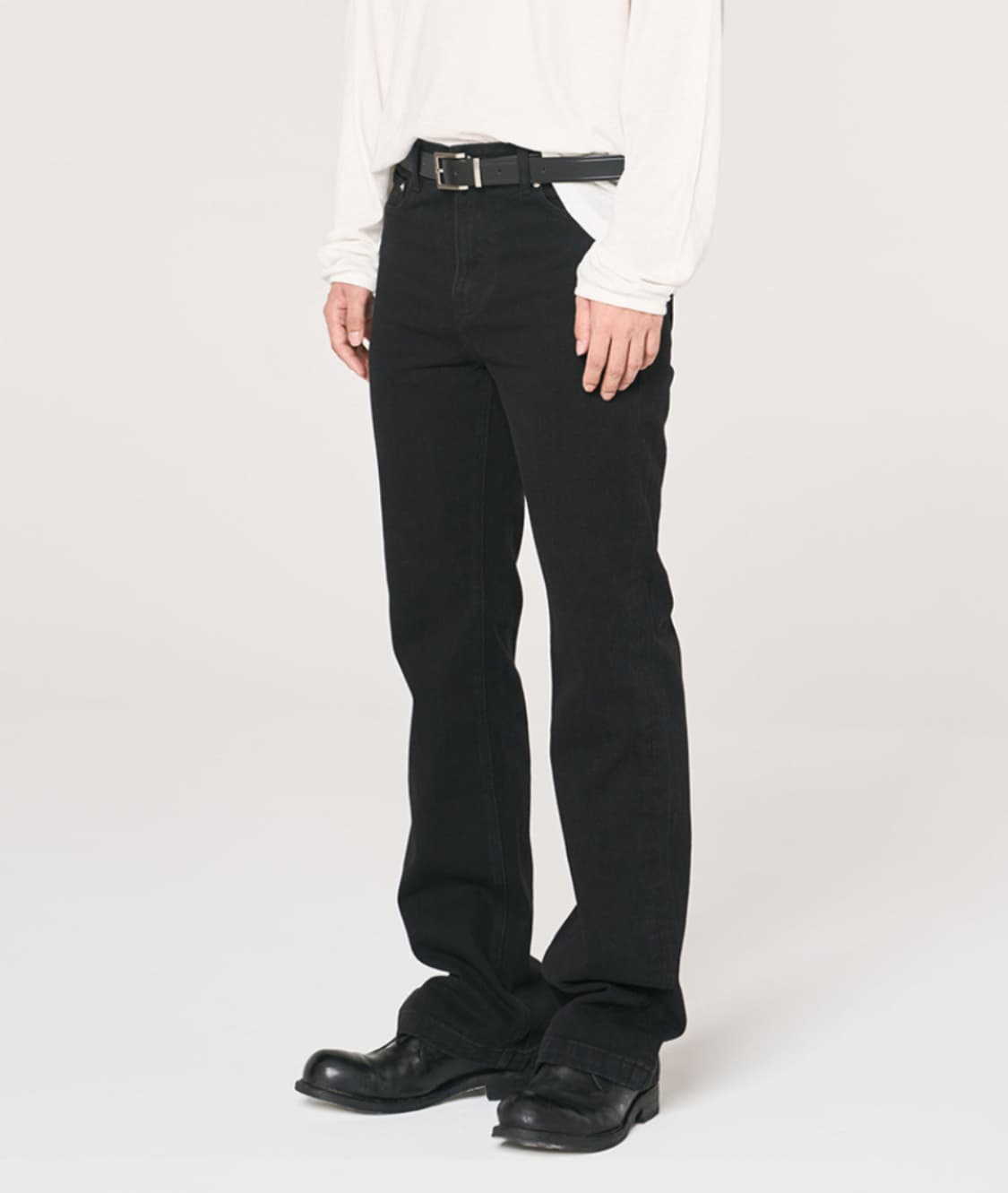 세미플레어 데님 팬츠 블랙 상품이미지2