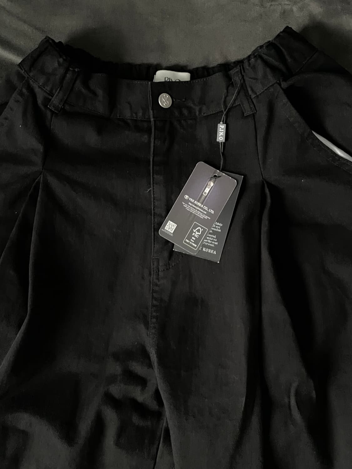 피인오 958 투턱 와이드 코튼 팬츠 블랙 m사이즈 새제품 택포함 상품이미지2