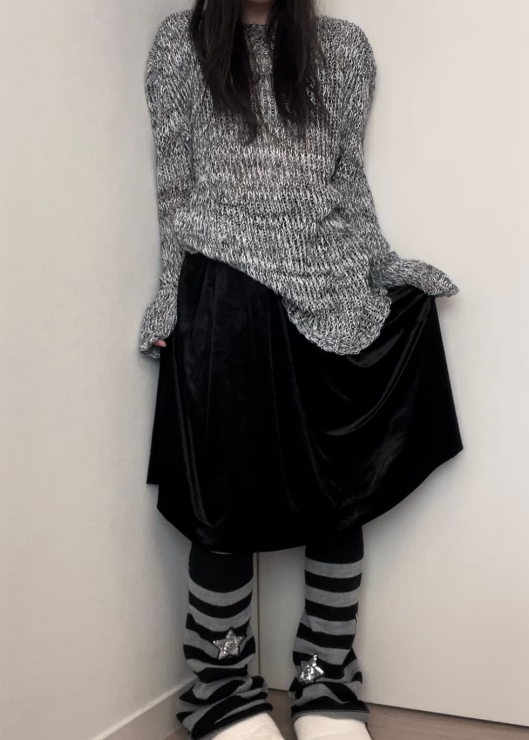 black velvet midi skirt 상품이미지1