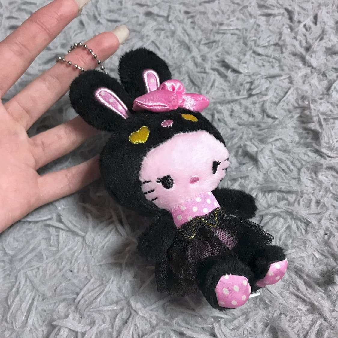 산리오 고전 헬로키티 정품 블랙 우사기 토끼 키링 핑크 인형 양도 상품이미지2