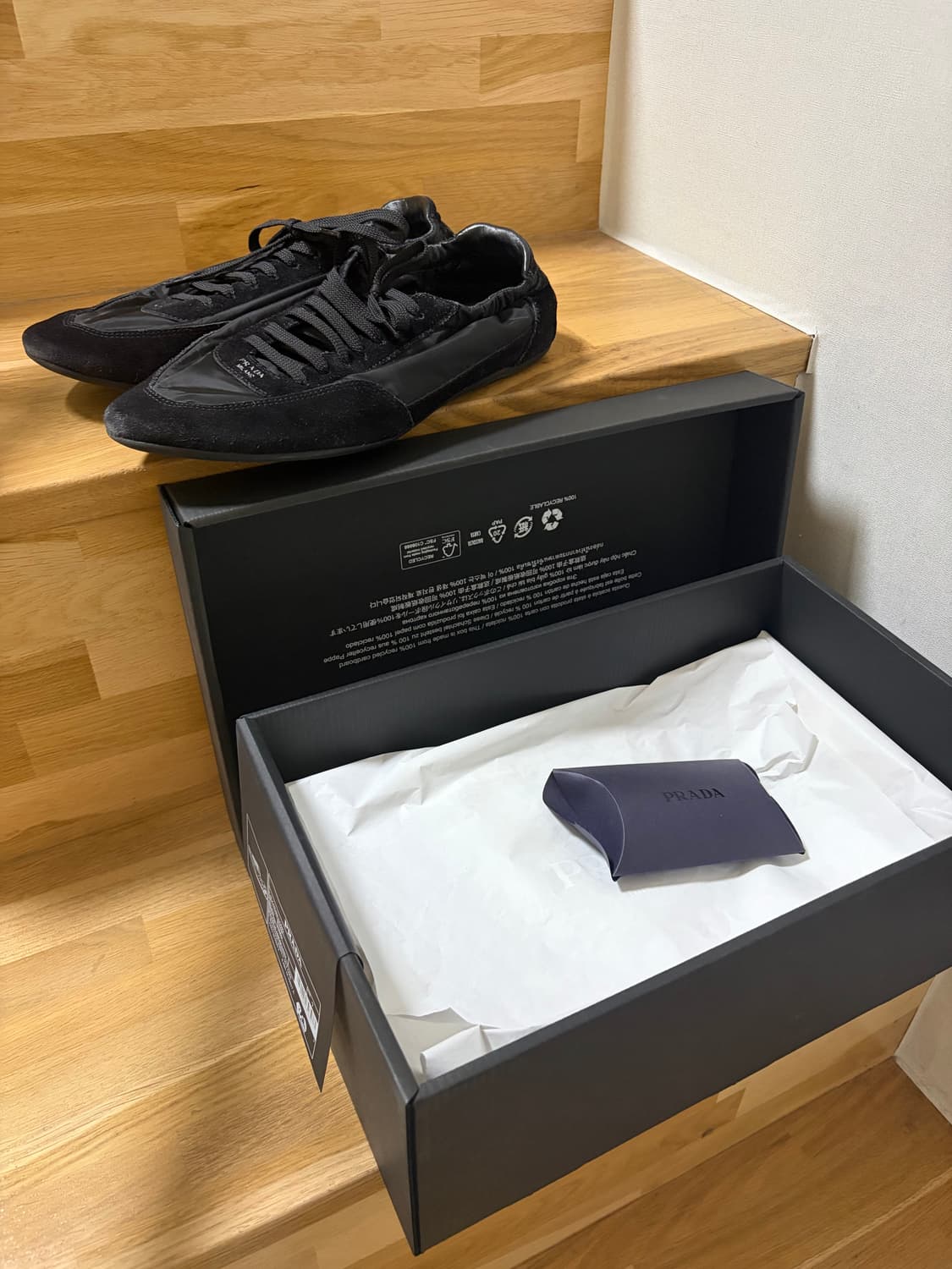 (UK7)프라다 컬랩스 나일론 스니커즈 블랙 상품이미지4