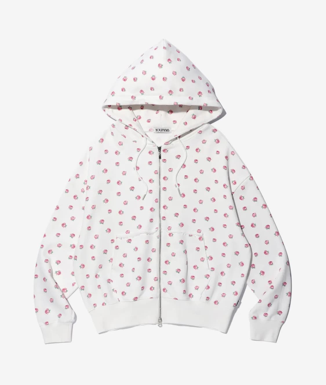 유희 플라워 패턴 후드집업 화이트 상품이미지1