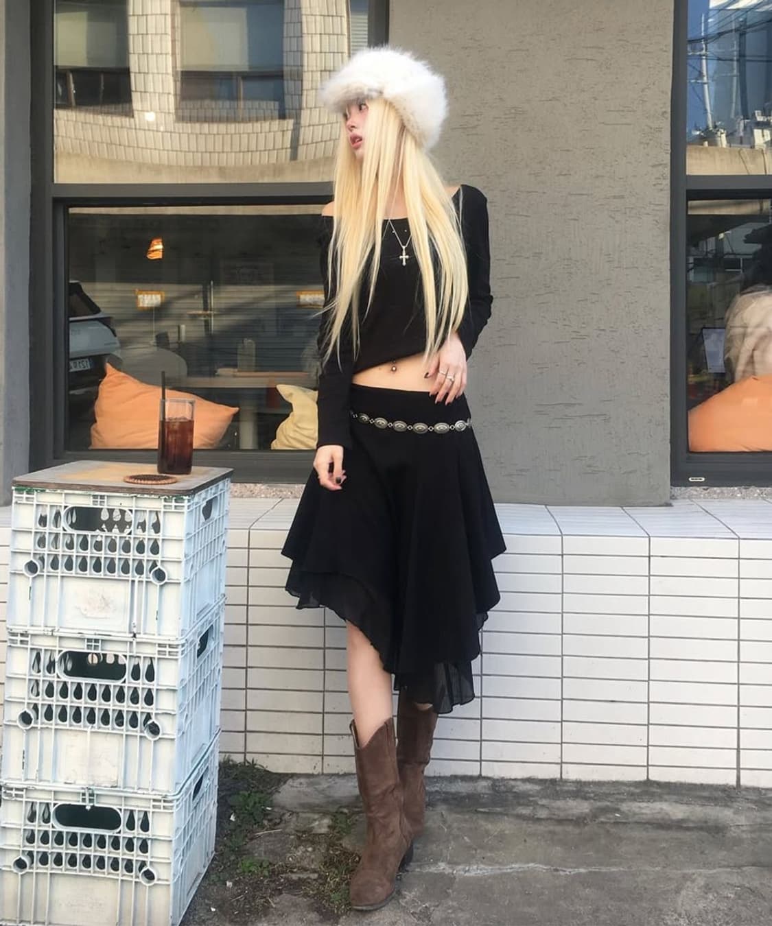 미세키서울 언발란스 레이어드 스커트 블랙  상품이미지3