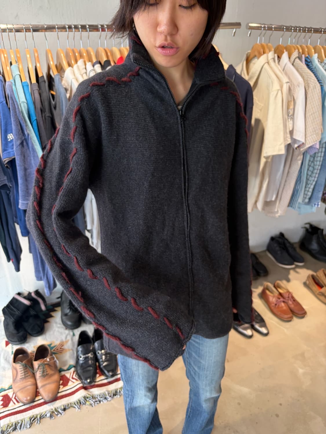 Emporio Armani 울 니트 집업 XL 상품이미지1