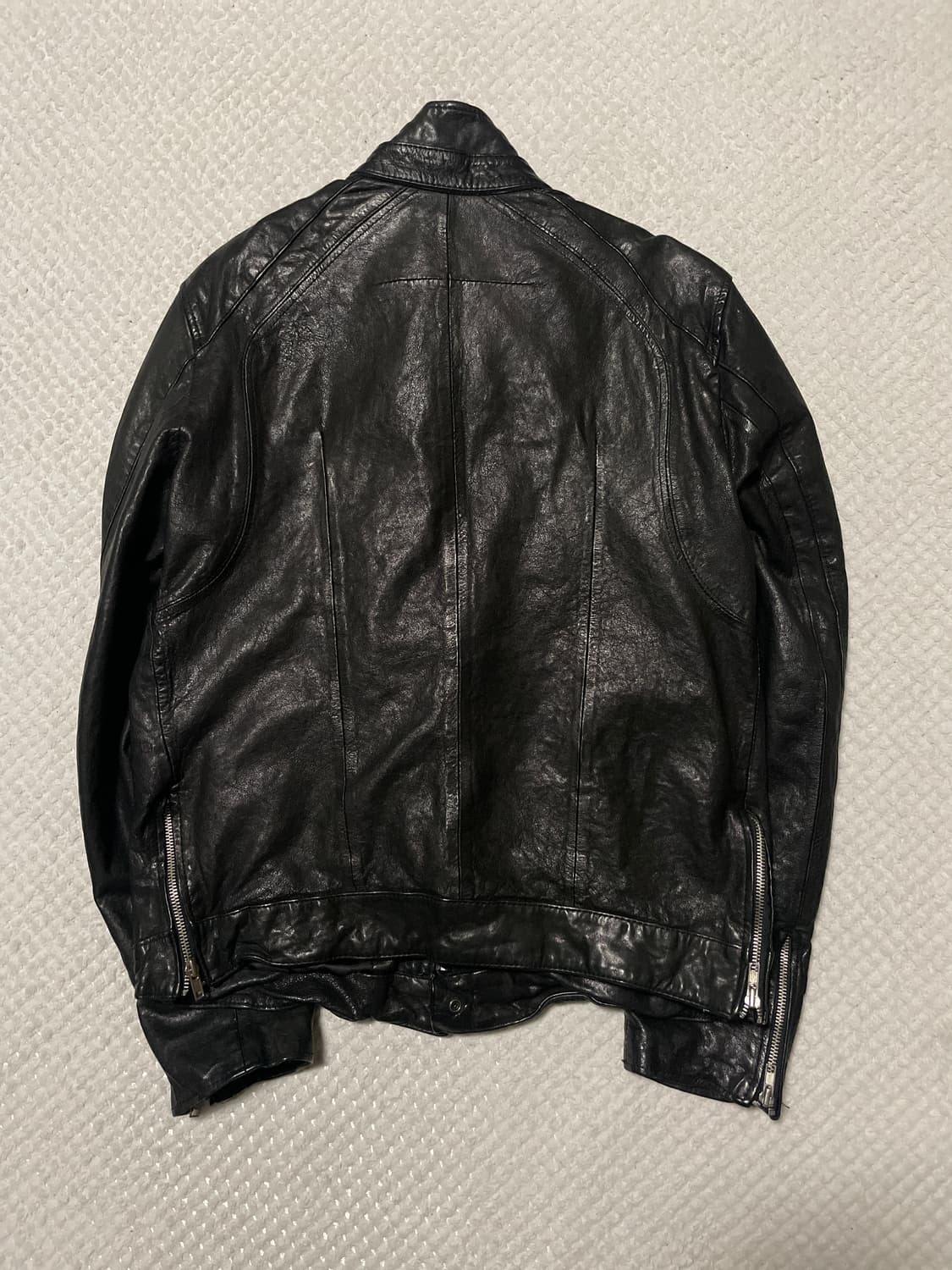 광희시장 웨스턴 무드 램스킨 양가죽 절개 레더 자켓 상품이미지2