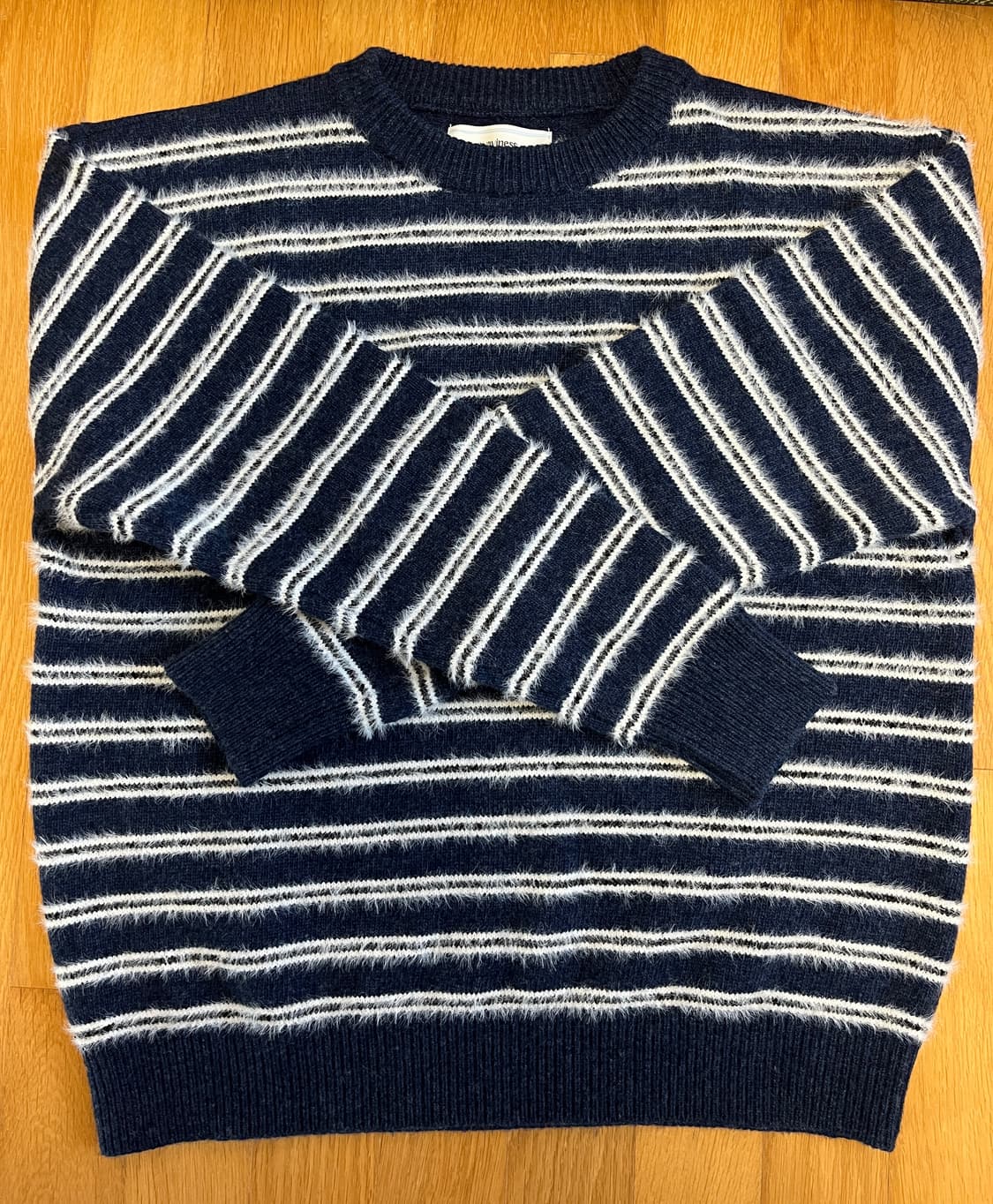 웨이비니스 헤어리 스트라이프 니트 아쿠아블루 2 상품이미지1