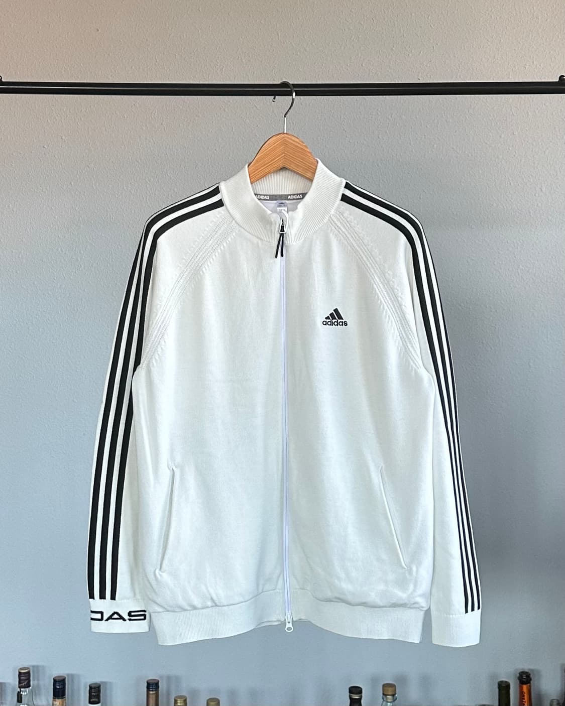 [XL]아디다스 클래식 삼선 화이트 니트 자켓 상품이미지1