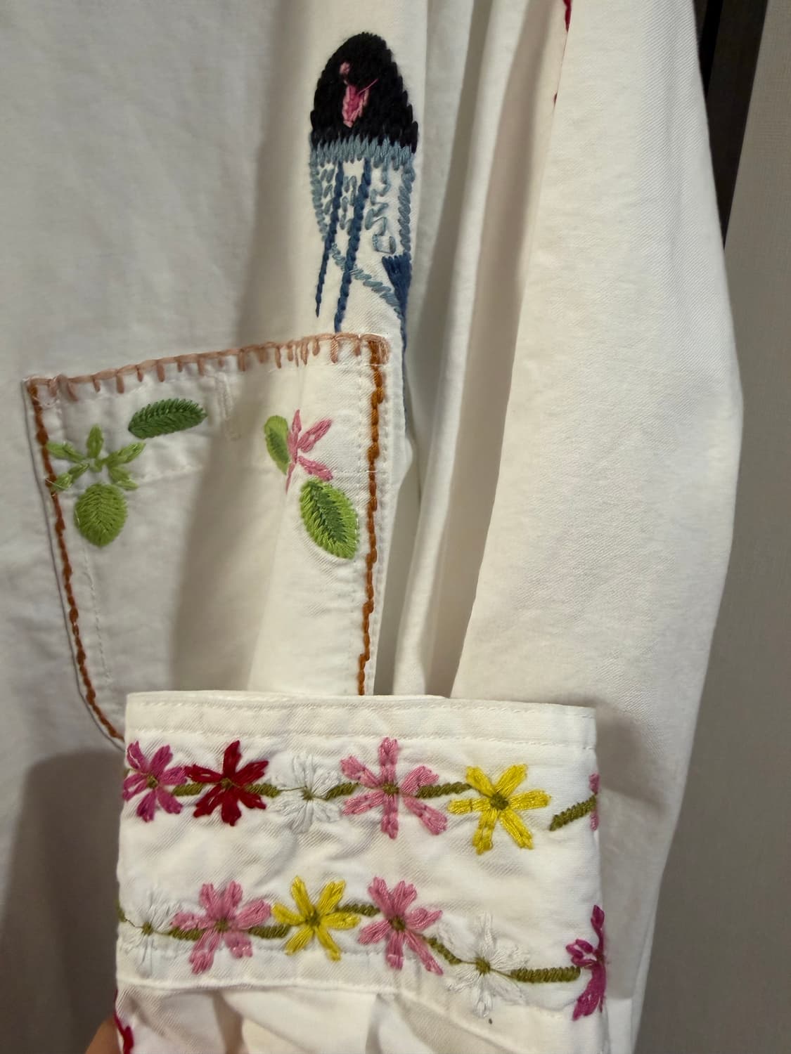 캐피탈 Kapital Magpie 자수 OX 워크 셔츠 화이트 3사이즈 상품이미지6