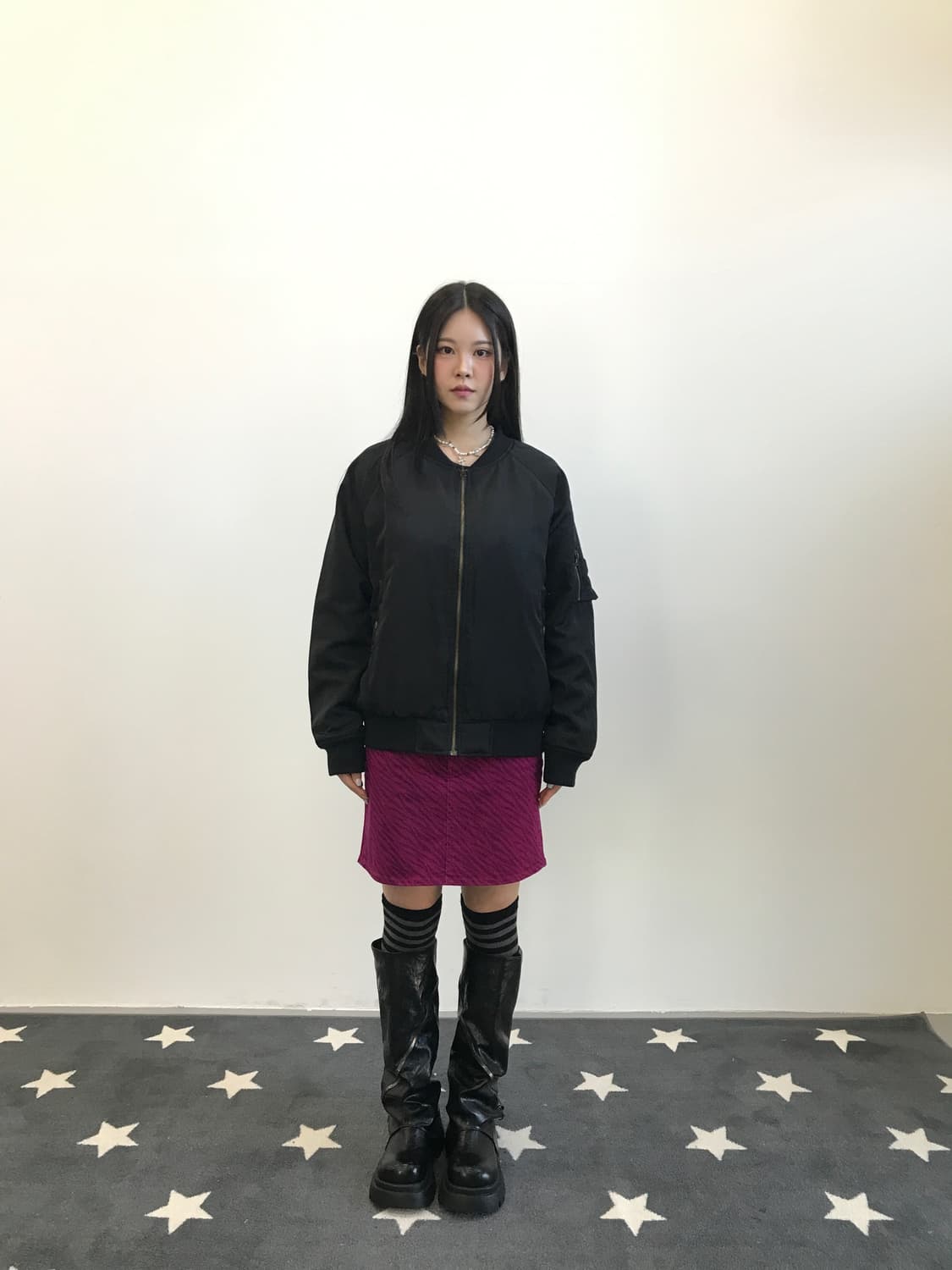 Jpn Black Quilted Lining Bomber Jacket 상품이미지1